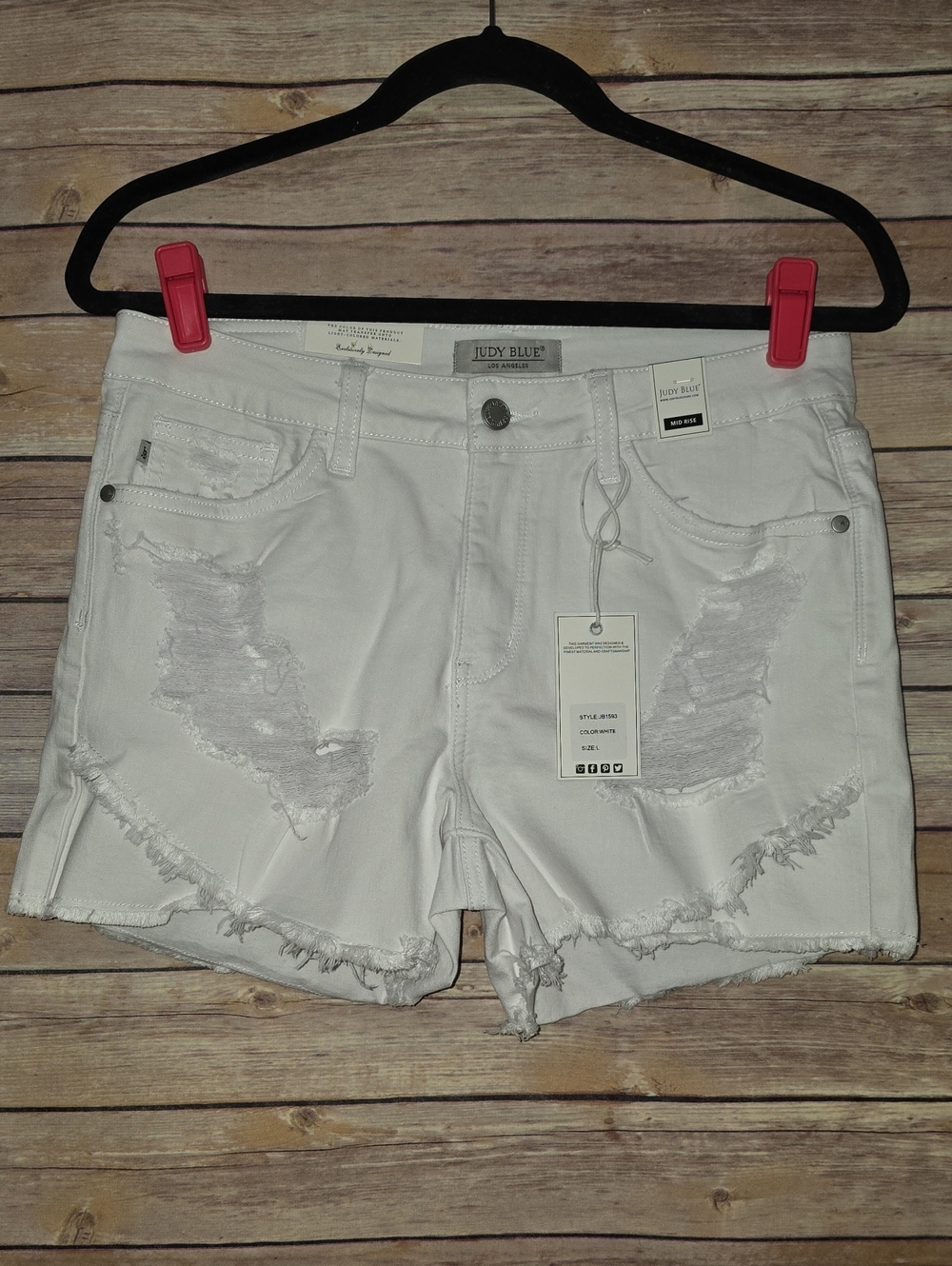 Judy Blue White Ripped Frayed Hem Denim Shorts